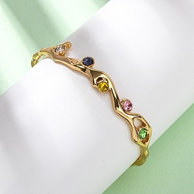 304 браслеты-манжеты из нержавеющей стали со стразами для женщин, ионное покрытие (ip)