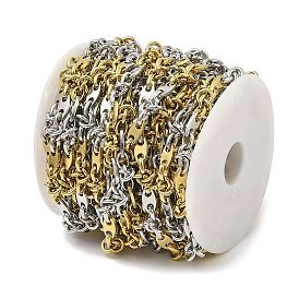 Ion Plating(IP) 304 Stainless Steel Two-Tone Link Chains, with Spool, Soldered