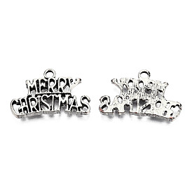 Pendentifs en alliage de style tibétain, mot joyeux noël, sans cadmium et sans plomb