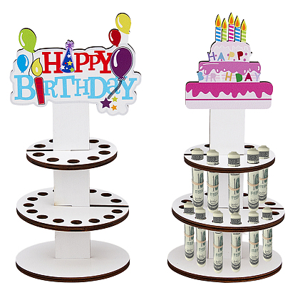 2шт. 2 варианты, деревянная 3-ярусная подставка для кексов, Круглое поднос-башня для десертов, украшение для вечеринки по случаю дня рождения.