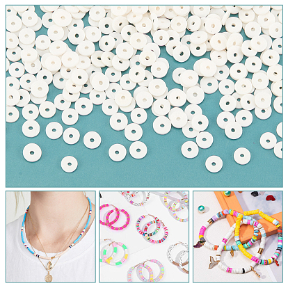 PANDAHALL ELITE Handmade Polymer Clay Beads, Disc/Flat Round, Heishi Beads