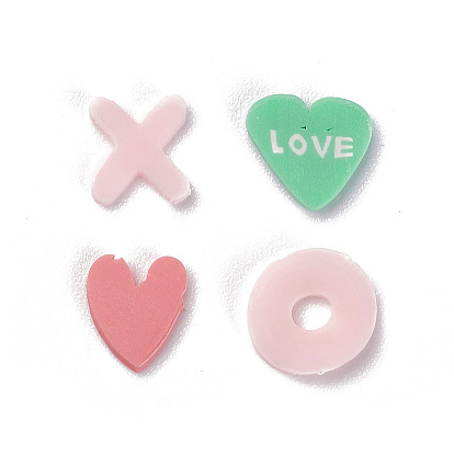 Cabochons en pâte polymère faits à la main pour la Saint-Valentin, coeur & lettre.x & lettre.o