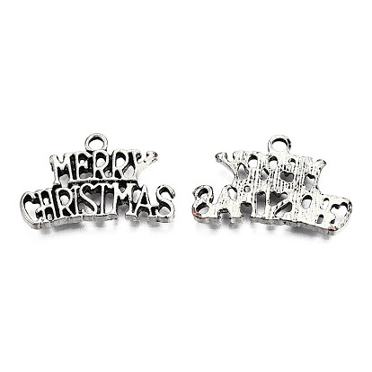 Pendentifs en alliage de style tibétain, mot joyeux noël, sans cadmium et sans plomb