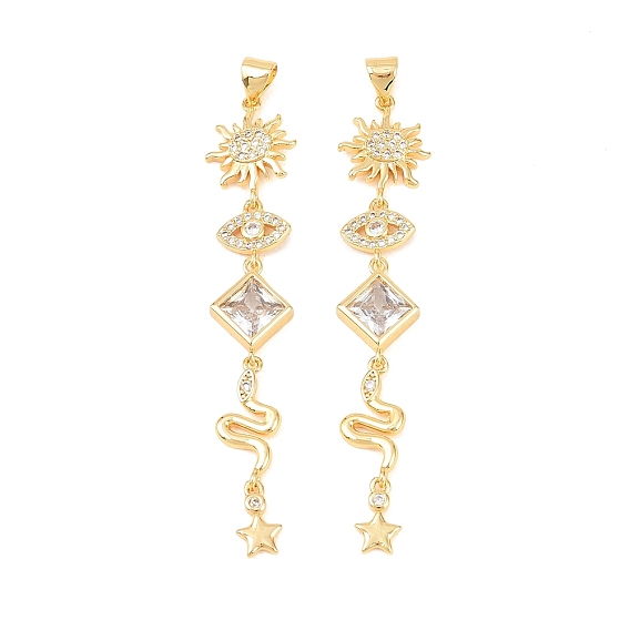 Латунные подвески с фианитами, солнце с амулетами в виде змеи, стойки покрытие, долговечный, без свинца и без кадмия