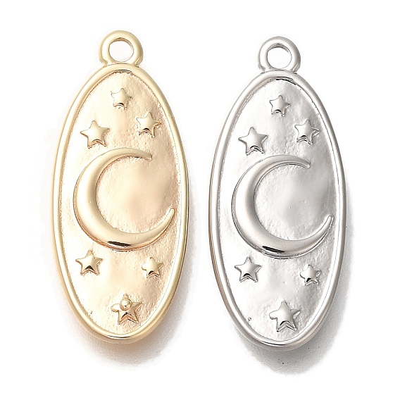 Латунные подвески, без кадмия, без никеля и без свинца, овальные, звездные и лунные чары