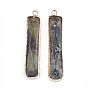 Gemstone Pendants, with Brass Findings, Faceted, Rectangle, Golden