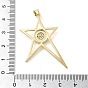 Real 18K Gold Plated Brass Clear Cubic Zirconia Pendants, with Enamel, Star