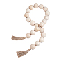 Wood Round Bead with Jute Cord Tassel Display Decorations