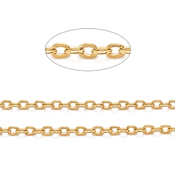 Placage ionique (ip) 304 chaînes porte-câbles en acier inoxydable, avec bobine, Ovale Plat, pour la fabrication de bijoux