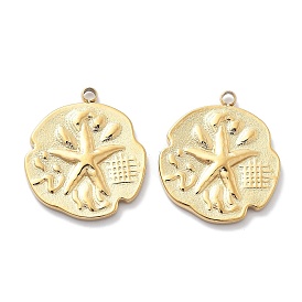 Вакуумное покрытие pvd 304 подвески из нержавеющей стали, плоская круглая с подвеской в виде морской звезды