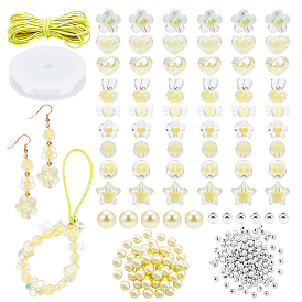 480Pcs Transparent Acrylic Beads, Bead in Bead, AB Color, Elastic Crystal Thread