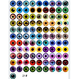 Cabochons en verre transparent imprimé, demi-rond avec motif oeil