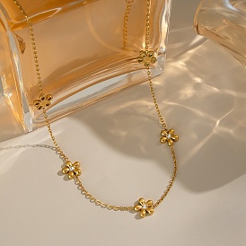 304 ожерелья из нержавеющей стали с кристаллами и стразами в виде цветка для женщин, ионное покрытие (ip), без кадмия, без никеля и без свинца