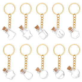 10шт. стеклянные бутылки-брелки, с железными кольцами