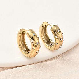 304 из нержавеющей стали горный хрусталь серьги обруча, ионное покрытие (ip)