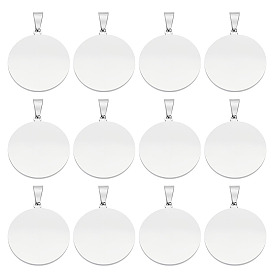 12 шт. 304 подвески из нержавеющей стали, ручная полировка, штамповка пустой метки, плоско-круглые