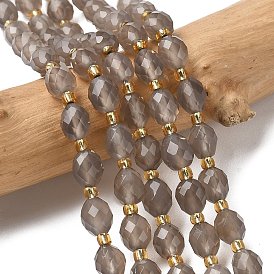 Природные Серый агат бисер нитей, граненые, рис, с бисером