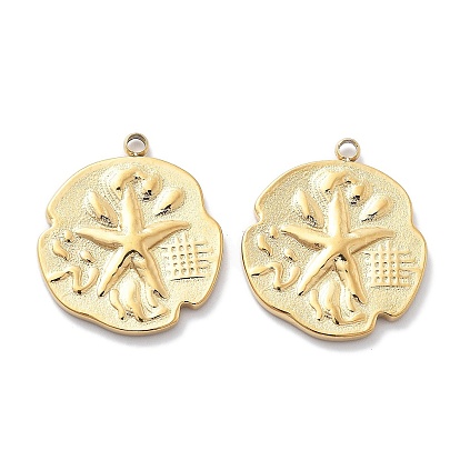 Вакуумное покрытие pvd 304 подвески из нержавеющей стали, плоская круглая с подвеской в виде морской звезды