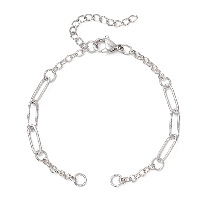 304 изготовление браслета-цепочки Rolo из нержавеющей стали со скрепками, не тускнеет