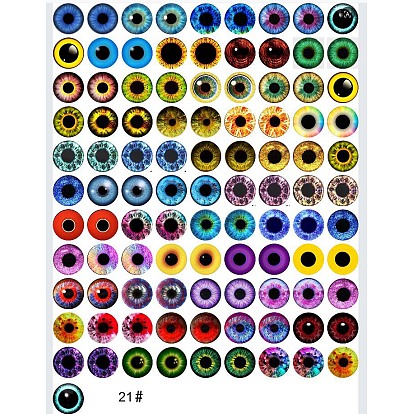 Cabochons en verre transparent imprimé, demi-rond avec motif oeil