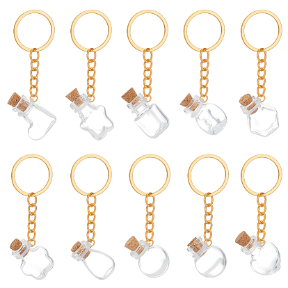 10шт. стеклянные бутылки-брелки, с железными кольцами