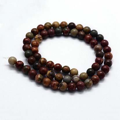 Natural Polychrome Jasper/Picasso Stone/Picasso Jasper Beads Strands, Round