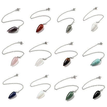 Подвеска-пуля из драгоценных камней, Покрытие стойки платинового тона, латунные подвески-маятники для лозоходства