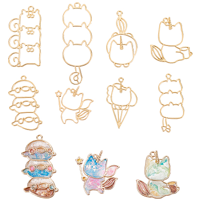 80Pcs 8 Styles Alloy Open Back Bezel Animal Theme Pendants, for DIY UV Resin, Epoxy Resin, Pressed Flower Jewelry
