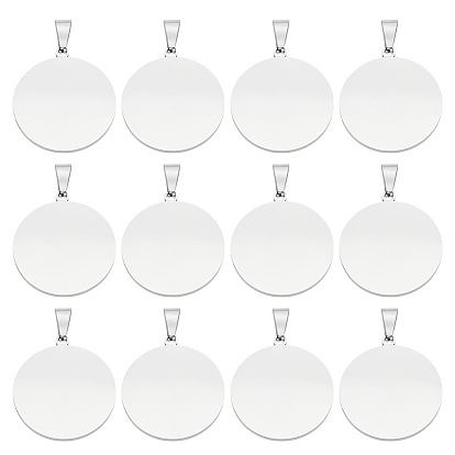 12 шт. 304 подвески из нержавеющей стали, ручная полировка, штамповка пустой метки, плоско-круглые