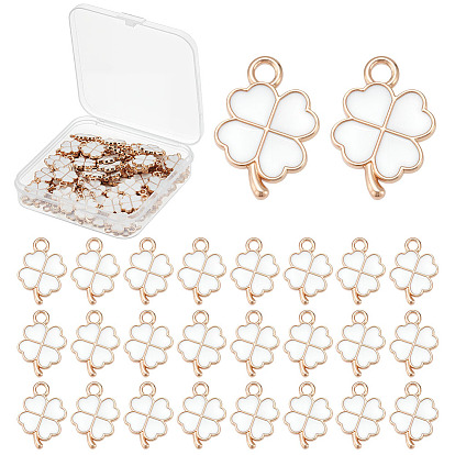 100 шт. Подвески из сплава эмали, клевер, золотой свет