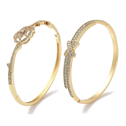 Женские шарнирные браслеты из латуни с буквой x/цветком и микро-паве с прозрачным фианитом, реальный 18 k позолоченный