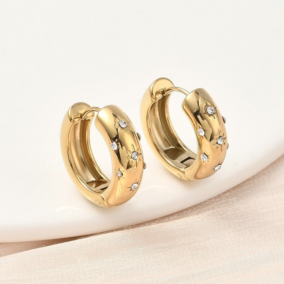 304 из нержавеющей стали горный хрусталь серьги обруча, ионное покрытие (ip)