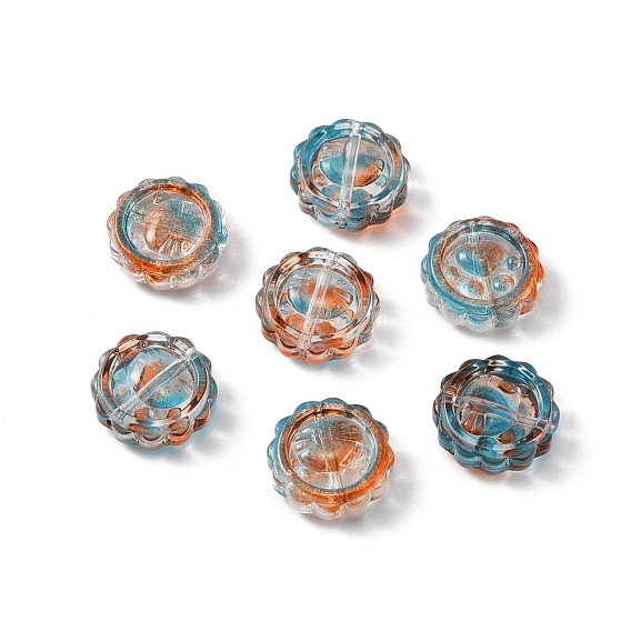 Handmade Lampwork Beads, Flat Round with Cat Paw Prints