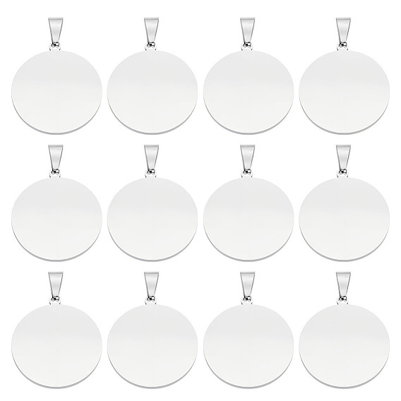 12 шт. 304 подвески из нержавеющей стали, ручная полировка, штамповка пустой метки, плоско-круглые