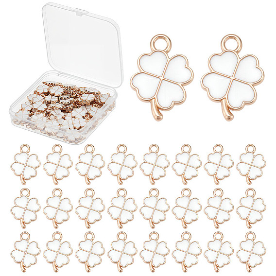 100 шт. Подвески из сплава эмали, клевер, золотой свет