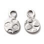 304 Stainless Steel Charms, Flat Round, Textured