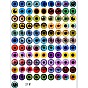 Printed Transparent Glass Cabochons, Half Round with Eye Pattern