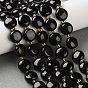 Натуральный черный турмалин бисер нитей, плоско-круглые, с бисером