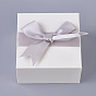 Cardboard Jewelry Boxes, Square, with Sponge, Velours and Ribbon Bowknot