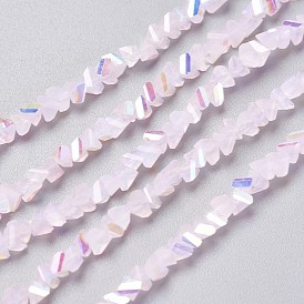 Imitation Jade Glass Beads Strands, Faceted, Triangle, AB Color Plated