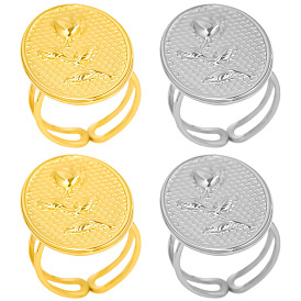 Стильная регулируемая плоская круглая форма с цветком розы 304 кольцо-манжета из нержавеющей стали