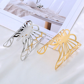 Bold Hollow Butterfly Bangle Bracelet for Street Style, Metal Cool Tone Jewelry