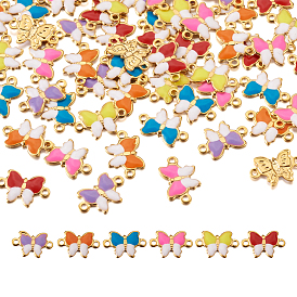 60 шт. 6 цвета 304 эмалированные звенья из нержавеющей стали соединители, два тона, реальный 16 k позолоченный, бабочка