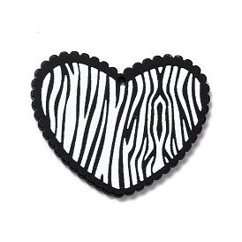 Acrylic Pendant, for Earring Pendants, Heart, Black and White