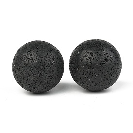 Natural Lava Rock Beads, No Hole/Undrilled, Round, for Cage Pendant Necklace Making