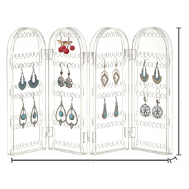4 Foldable Screen Acrylic Earring Display Stands, Jewelry Organizer Display Rack for Earrings Storage