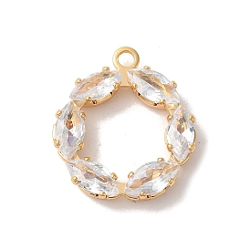 Латунные микропаве прозрачные подвески с фианитом, без никеля , круглый со слезой