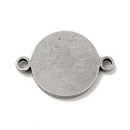 Tibetan Style 304 Stainless Steel Connector Charms, Flat Round