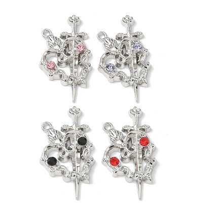 Подвески из сплава и страза, меч с сердечными талисманами, платина