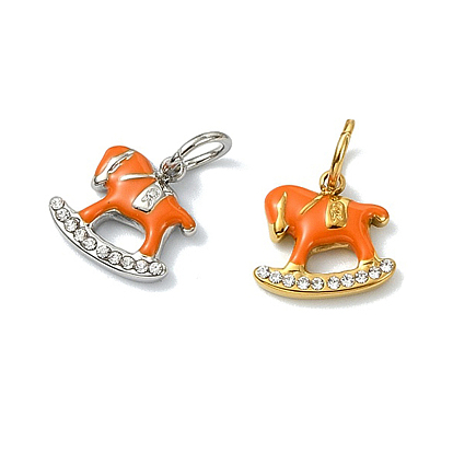 304 нержавеющей стальной эмали подвески, лошадка прелести, со стразами